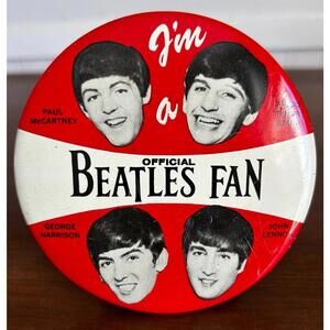 1964 Beatles Official Fan Pin 4” Green Duck Chicago Button
